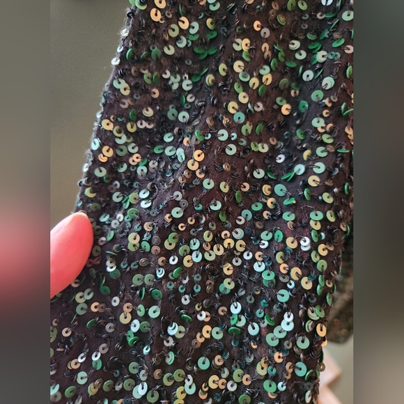 Sz 8 Varun Bahl Green Sequin Dress w/Applique NWT - Picture 8 of 11